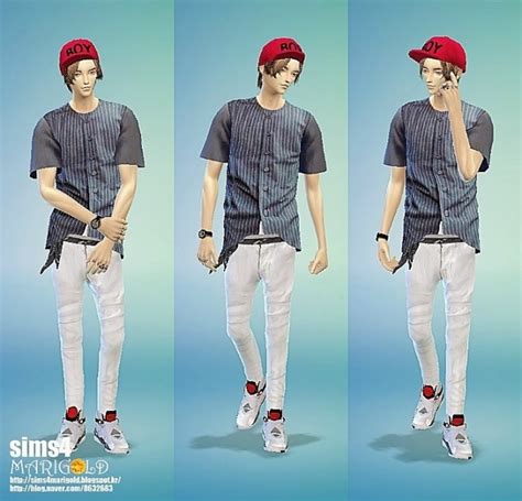 Boxy T Shirts Baseball Version Sims 4 Male Clothes
