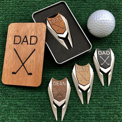 Engraved Wood Golf Ball Marker Divot Tool Personalized Golf T For