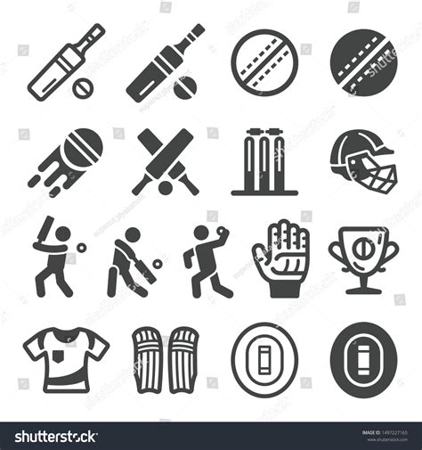 Cricket Sport Recreation Icon Setvector Illustration Stock Vector
