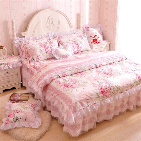 5 pcs kids comforter made using applique embroidery technic. Princess Pink Floral Rose Bedding Duvet Comforter Cover ...