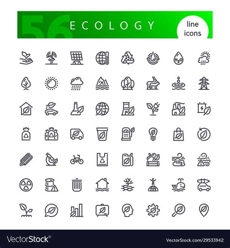 Ecology Line Icons Set Royalty Free Vector Image