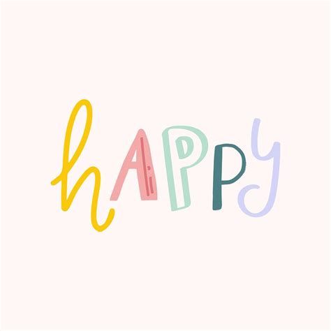 Word Art Vector Happy Doodle Lettering Colorful Free Image By