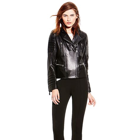 Vince Camuto Leather Moto Jacket In Black Black Leather Lyst