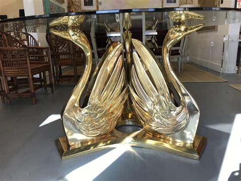 Vintage Brass Swan Dining Table Park Eighth