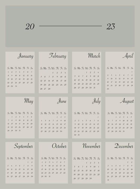 Kalendarz Na Rok 2023 W Minimalistycznym Stylu Kalendarz Korporacyjny