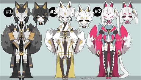Masked Kitsune Adoptables Open By As Adoptables On Deviantart In 2020