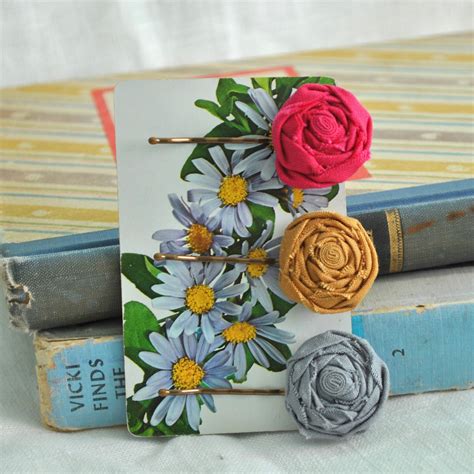 Flower Bobby Pins Choose Your Color Set Of Rosette Etsy