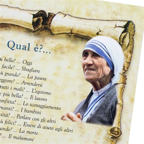 Jul 14, 2015 · presento qui di seguito una raccolta delle più belle frasi, citazioni, aforismi e poesie di madre teresa di calcutta, con alcuni inediti in lingua italiana. Preghiere di Madre Teresa di Calcutta