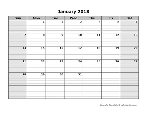 2018 Free Blank Calendar Free Printable Templates