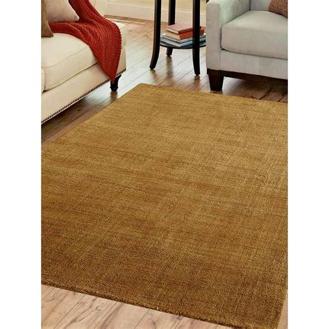 Rugsotic Carpets Hand Knotted Wool 10x10 Square Area Rug Solid Gold