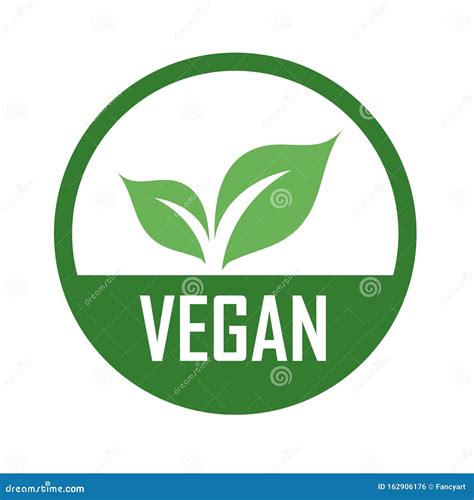 Vegan Logo With Green Leaves For Organic Vegetarian Friendly Diet