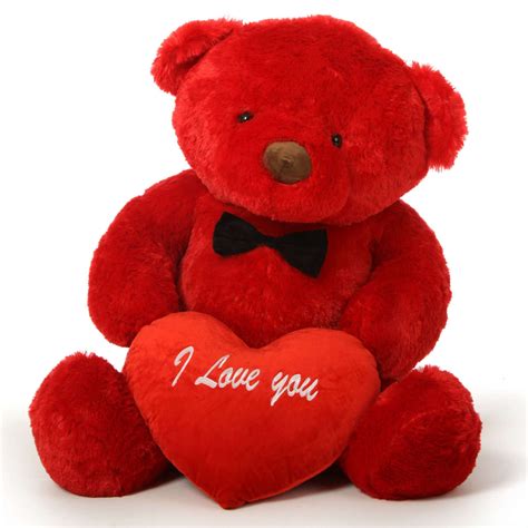 48in Giant Valentines Day Teddy Bears Have Red I Love You Heart And Red Bow Tie