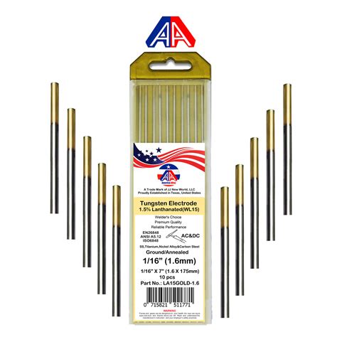 1 5 Lanthanated Tungsten Electrodes Gold America Alloy Premium