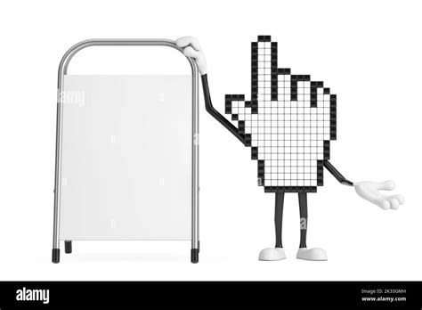 mano de pixel cursor mascot personaje de la persona con blanco promoción de publicidad en blanco
