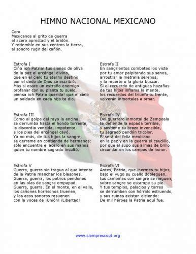 Letra Himno Nacional Mexicano Himno Nacional Letra Del Himno