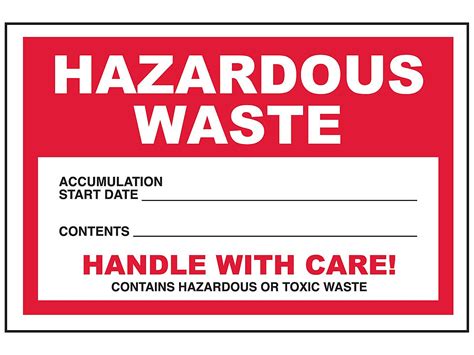 Hazardous Waste Labels Red Weatherproof 4 X 6 S 23853 Uline