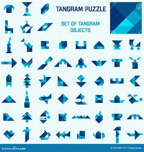 Tangram Puzzle Set Of Tangram Different Objects Stock Vector