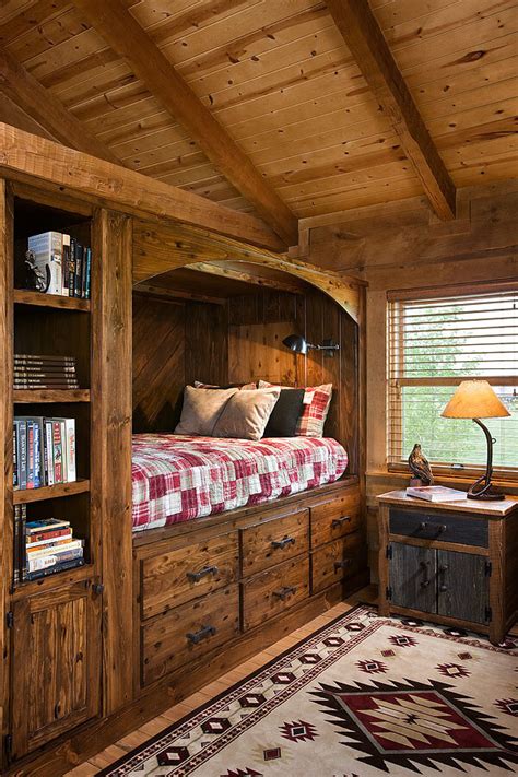 Light color log cabin bedroom decor from architecturaldigest. Kids Alcove Bed Ideas
