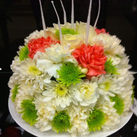 Flowers By Miss Mallorys Floral Birthday Cake Arrangement Fresh