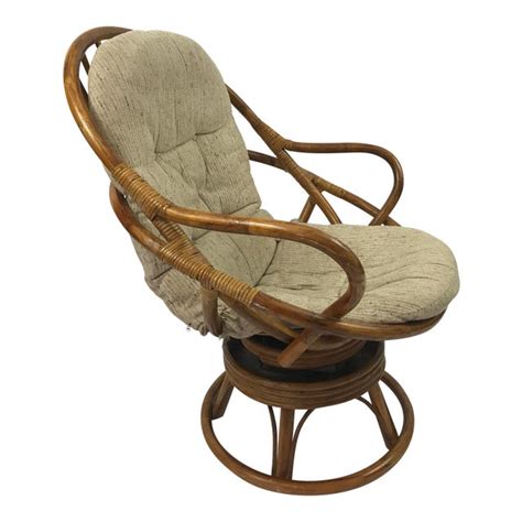 Vintage Rattan Swivel Rocker Lounge Chair Chairish