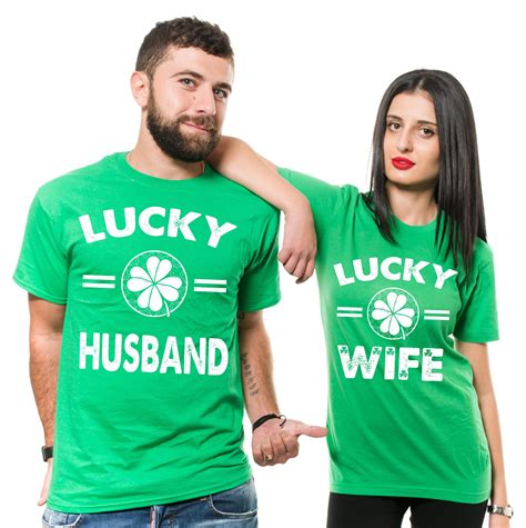 St Patrick S Day Couple Matching Green T Shirts Lucky Wife Etsy Matching Couple Outfits