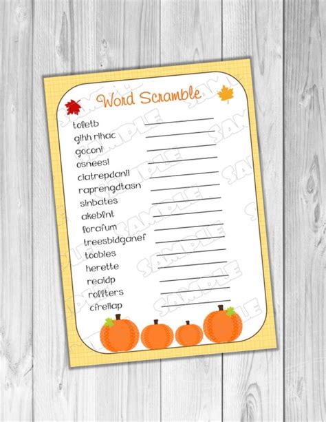 Items Similar To Pumpkin Fall Baby Shower Games Word