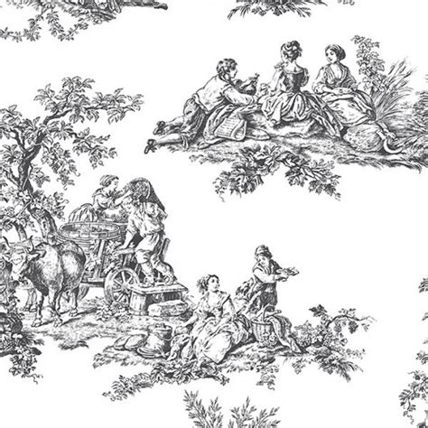 Ch22508 Pastoral Toile Wallpaper Discount Wallcovering