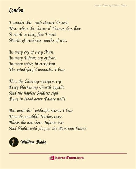 London Poem By William Blake William Blake Poems Happy Poems