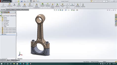 Example 2 Modelling Of Sub Assembly Connecting Rod In Solidworks Youtube