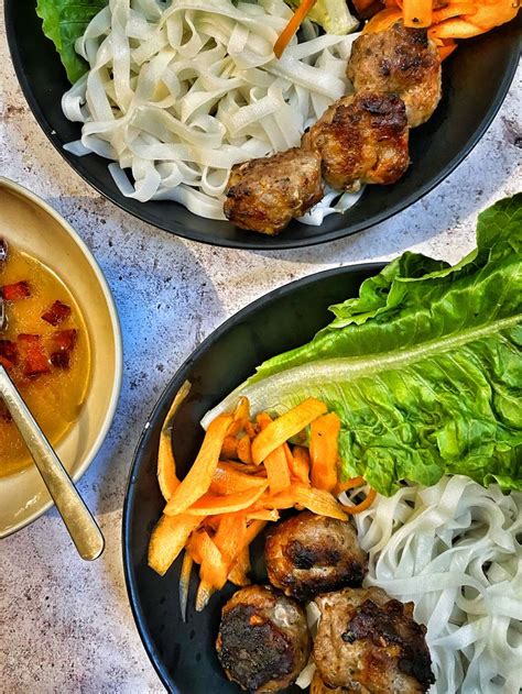 Recipe For Bun Cha Vietnamese Noodles With Meatballs Made From Sausages