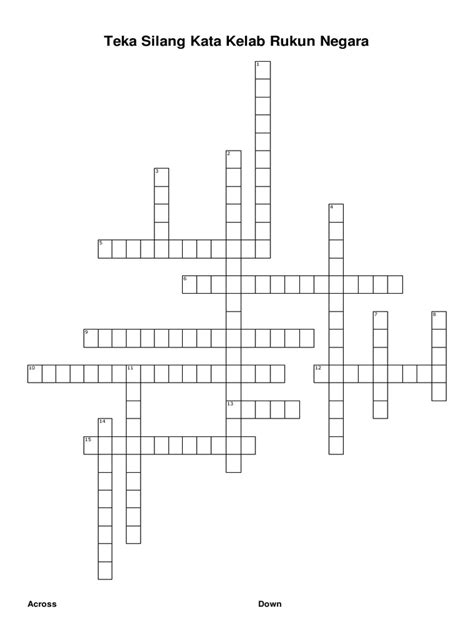 Rukun negara adalah ideologi kebangsaan malaysia. Teka Silang Kata Kelab Rukun Negara