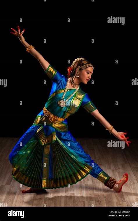 Beautiful Girl Dancer Of Indian Classical Dance Bharatanatyam Stock