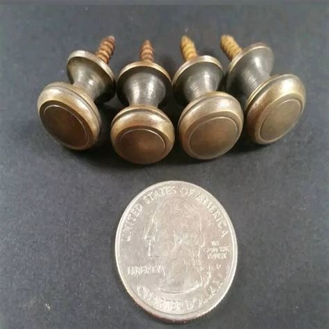 4 Solid Brass Small Round Knobs Stacking Barrister Bookcase 12dia K