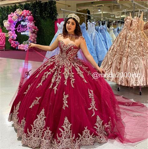 Burgundy And Gold Strapless Quinceañera Dress With Cape Red
