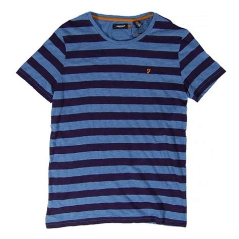 Ross T Shirt Stripe Dark Indigo Mens Clothing From Attic Clothing Uk