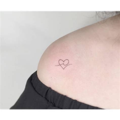 Minimalist Wave And Heart Tattoo On The Shoulder