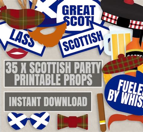 35 Scottish Party Props Printable Scotland Themed Photo Booth Etsy