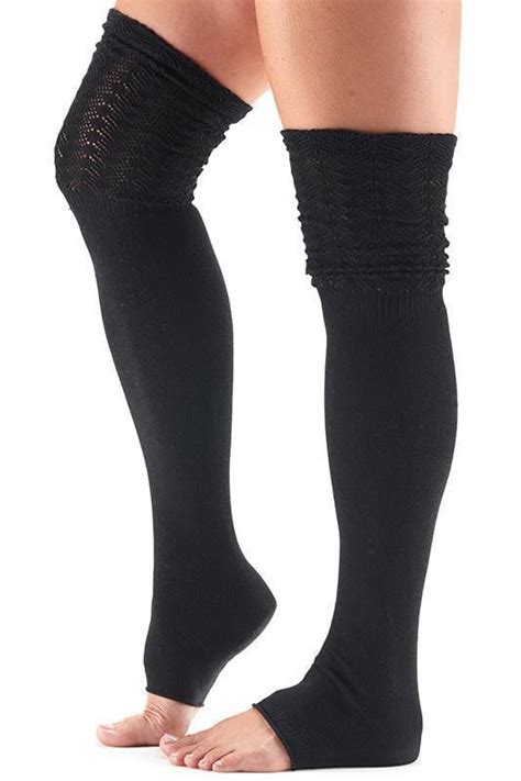 Toesox Sock Toesox Sasha Thigh High Leg Warmer Black Thigh High Leg