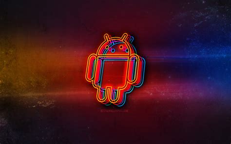 Download Wallpapers Android Logo Light Neon Art Android Emblem