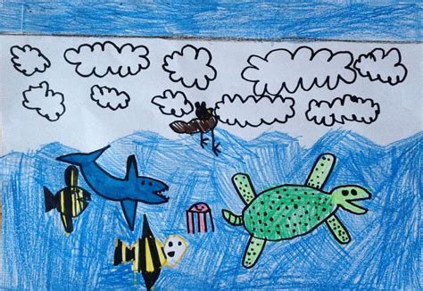 Sky Sea Life Kids Drawing Fish Sea Life Kids Drawing Turture