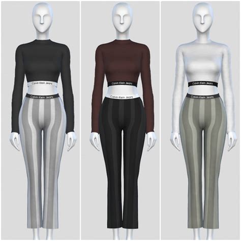 Штаны Calvin Klein Jeans By Jordutch Женская одежда для Sims 4