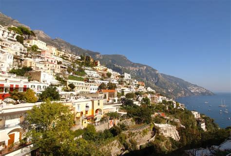 Colorful Home Built Into The Cliffs Of The Amalfi Coast In Positano