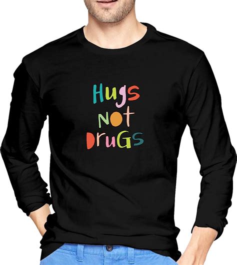 Hugs Not Drugs Mens Shirts Long Sleeve Casual Slim Fit Tops