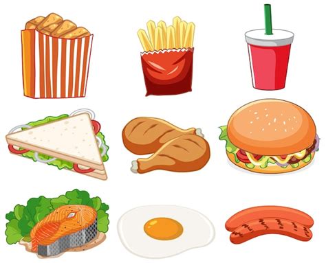 Free Vector Set Of Food Cartoon Isolated