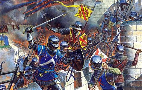 French Knights Assaulting A Burgundian Castle Warriors Illustration