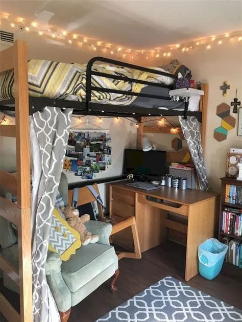 22 College Dorm Room Ideas For Lofted Beds College Dorm Room Decor Dorm Room Designs Girls