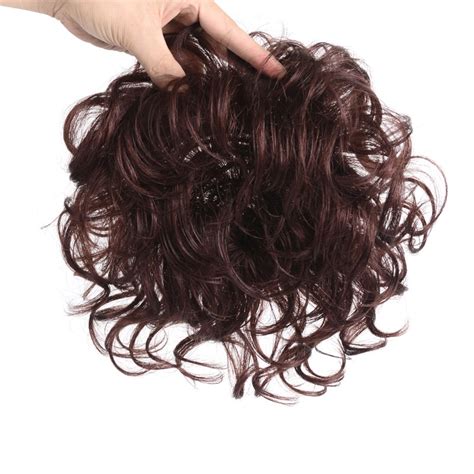 Allaosify Toupee With Bangs Synthetic Curly Hair Hand Made Topper