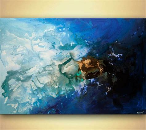 Modern Blue Abstract Art Acrylic Blue Painting 48 By Osnat Ebay