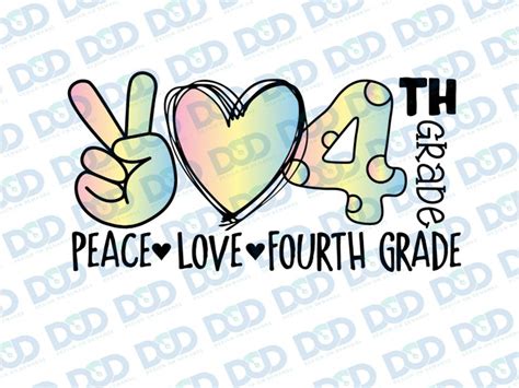 Peace Love 4th Grade Png 4th Grade Png Back To School Png Fourth