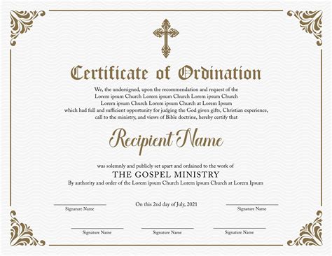 Editable Ordained Minister Certificate Template Printable Etsy